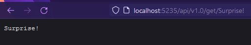 Web browser showing the text 'Surprise!'